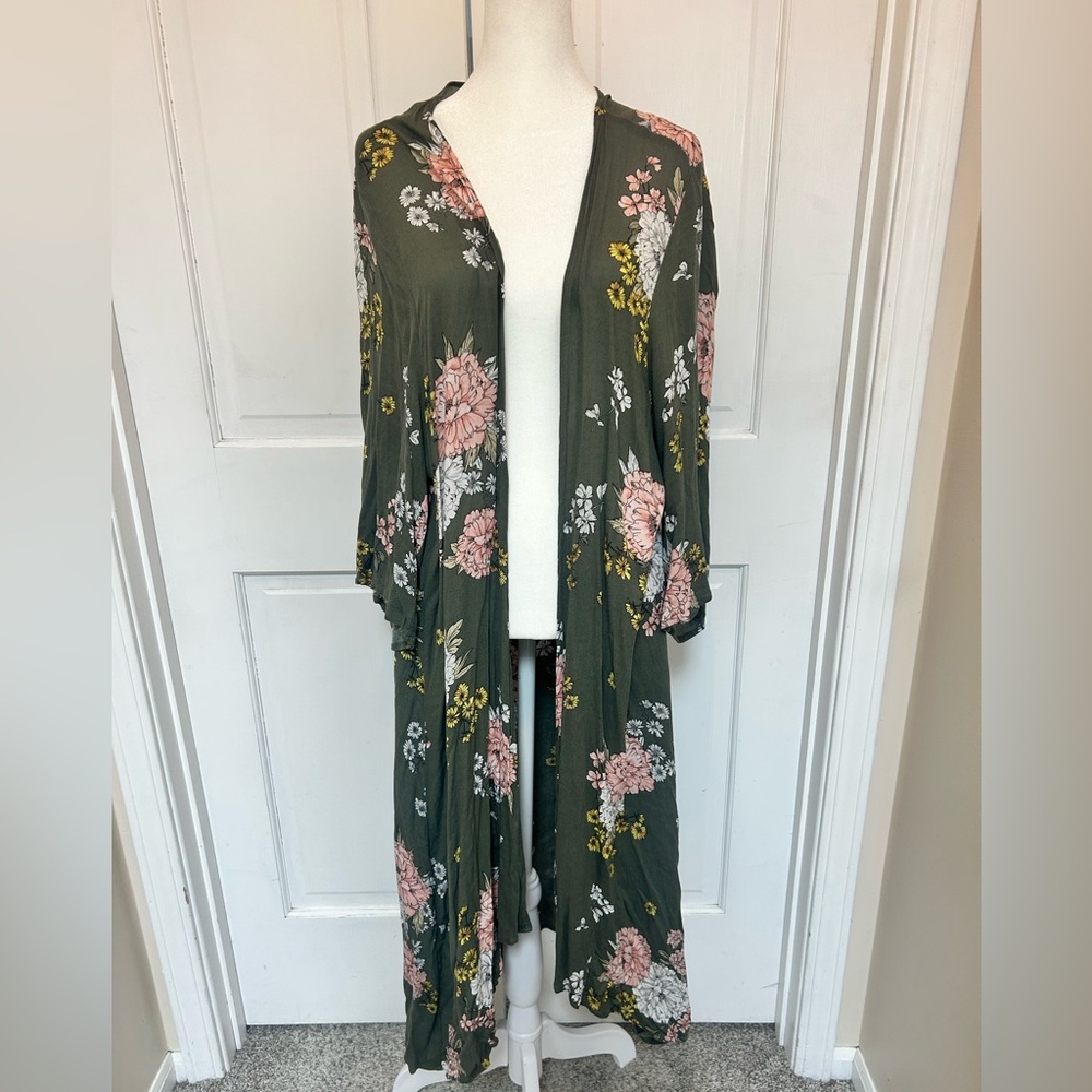 Torrid Olive Floral Kimono